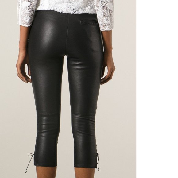 ISABEL MARANT • Cleavon Black Leather Leggings 42 - Picture 2 of 14